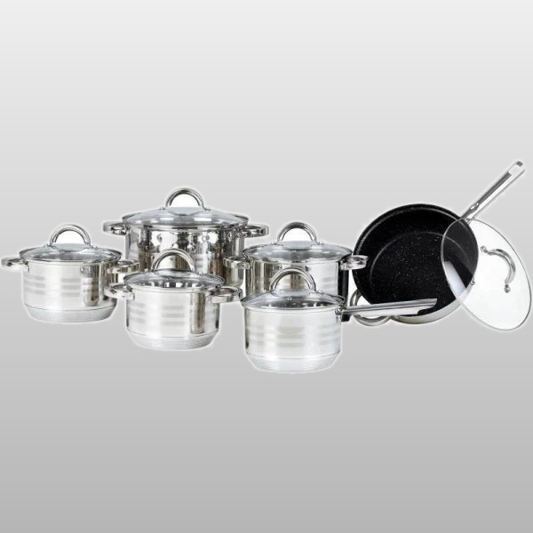 BH 0922 MRB Набор кастрюль 2,1л, 2,1л, 2,9л, 3,9л, 6,5л   сковорода