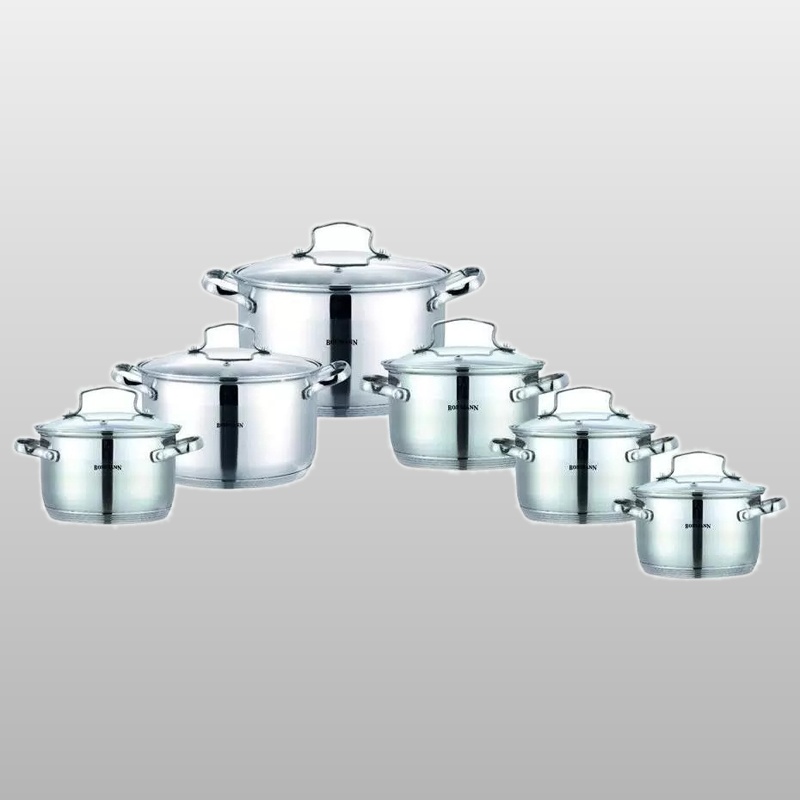 BH 1912 Набор кастрюль 2,1л, 2,9л, 3,9л, 6,6л, 7,7л   сковорода