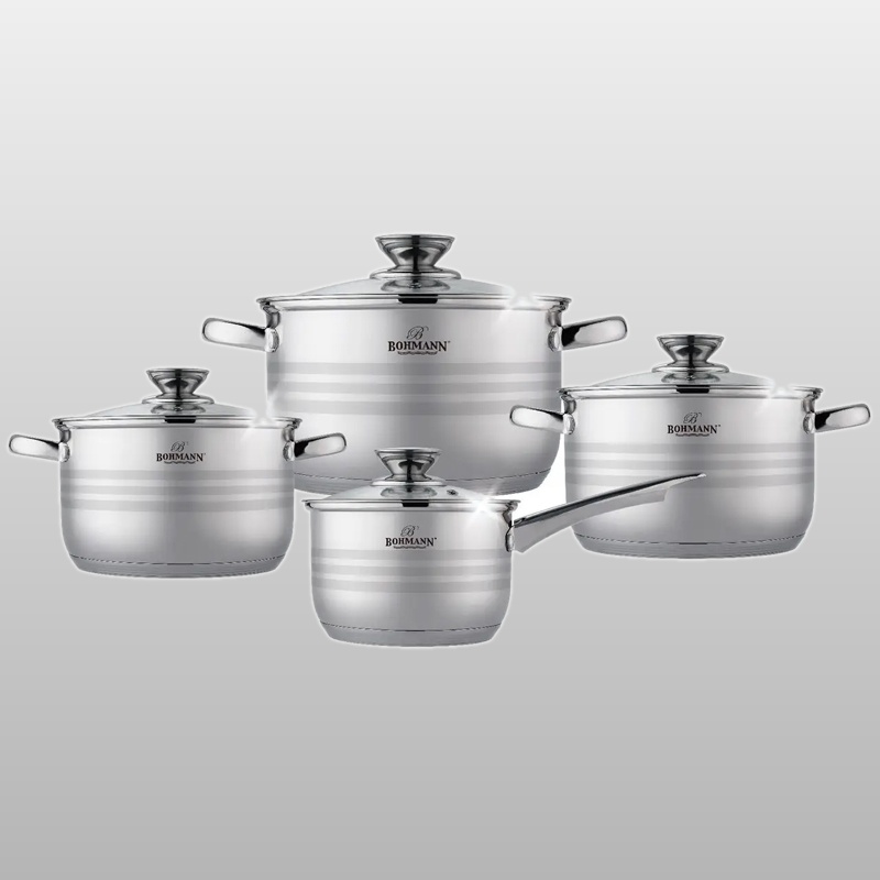 BH 1528 Набор кастрюль Нержавейка 2.9/3.9/4.9/ковш 2.1л