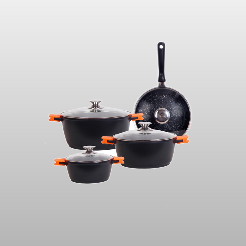 BH 6018 MRB Набор казанов Мраморная крошка 2,2/3,1/5,5л + сковородка